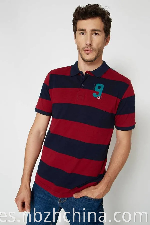 Mens Yarn Dye Stripes Basic Polo